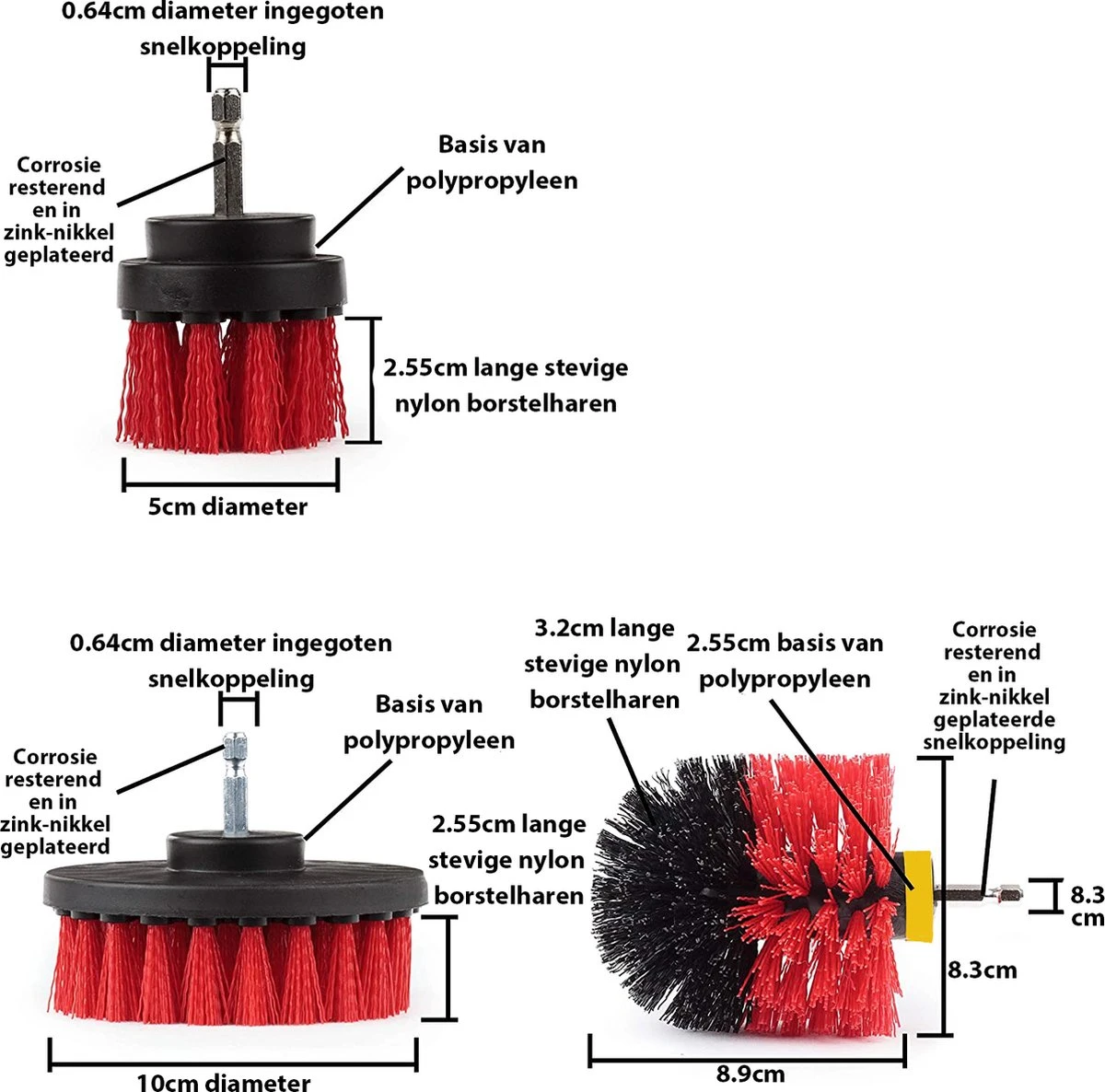 Kibani 3 Delige Borstelset Voor Boormachine - Rood - Voor Beton, Baksteen En Andere Ruwe Oppervlakken - Schrobborstel – Boorborstel – Schuurborstel - Borstel Boormachine – Schoonmaakborstel – Reinigingsborstel – Tapijtreiniger - Borstelset 7 Kibani 3 Delige Borstelset Voor Boormachine - Rood - Voor Beton, Baksteen En Andere Ruwe Oppervlakken - Schrobborstel – Boorborstel – Schuurborstel - Borstel Boormachine – Schoonmaakborstel – Reinigingsborstel – Tapijtreiniger - Borstelset - Afbeelding 6