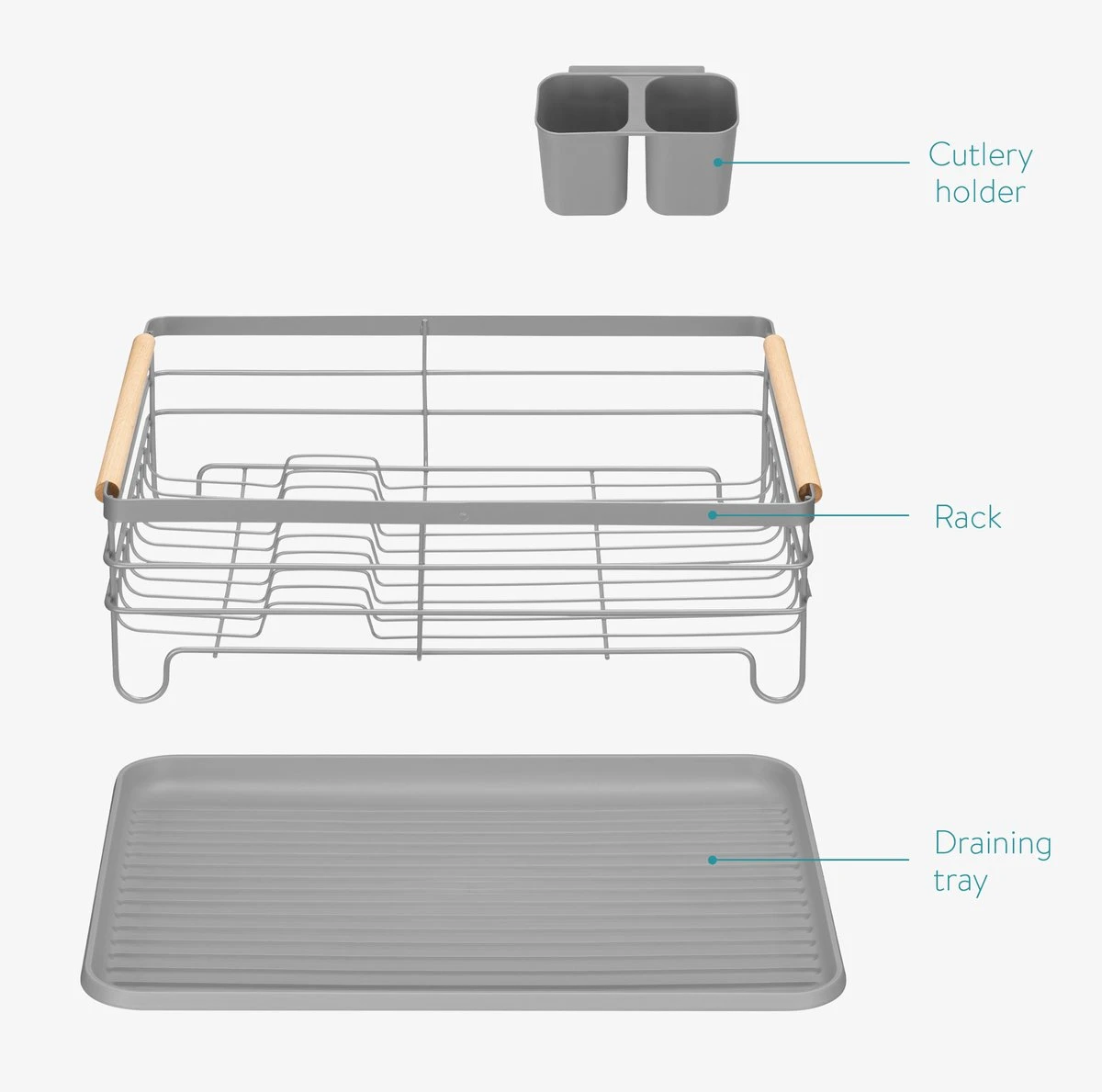Navaris Afdruiprek Met Uitneembare Bestekhouder - Afwasrek Met Losse Lekbak - Vaatwasrek Met Plateau - Voor Bestek, Borden, Schalen En Pannen 8 Navaris Afdruiprek Met Uitneembare Bestekhouder - Afwasrek Met Losse Lekbak - Vaatwasrek Met Plateau - Voor Bestek, Borden, Schalen En Pannen - Afbeelding 6