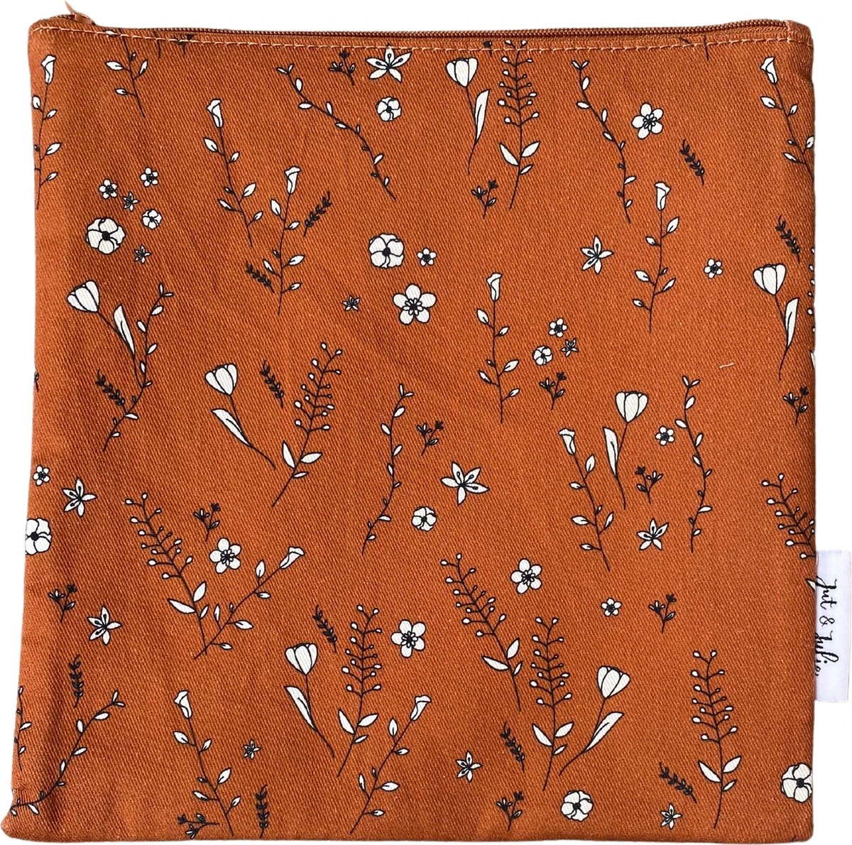 Jut & Julie - Boterhamzakje - Bruin Met Bloemen - 22x22cm - Herbruikbaar - Wasbaar - Duurzaam - Lunchzakje - Lunchtas - Lunchbox Volwassenen 3 Jut & Julie - Boterhamzakje - Bruin Met Bloemen - 22x22cm - Herbruikbaar - Wasbaar - Duurzaam - Lunchzakje - Lunchtas - Lunchbox Volwassenen