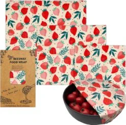 Bijenwas Wraps (Bijenwas Doek) - "rode Aardbei" Set Van 3 - 1S, 1M, 1L - Beeswax Wraps - Herbruikbaar Boterhamzakje - Bee Wrap - Beewax - Bijenwasdoek - Zero Waste - Duurzaam Cadeau -Winkel Voor Dagelijkse Benodigdheden 1200x1191 7