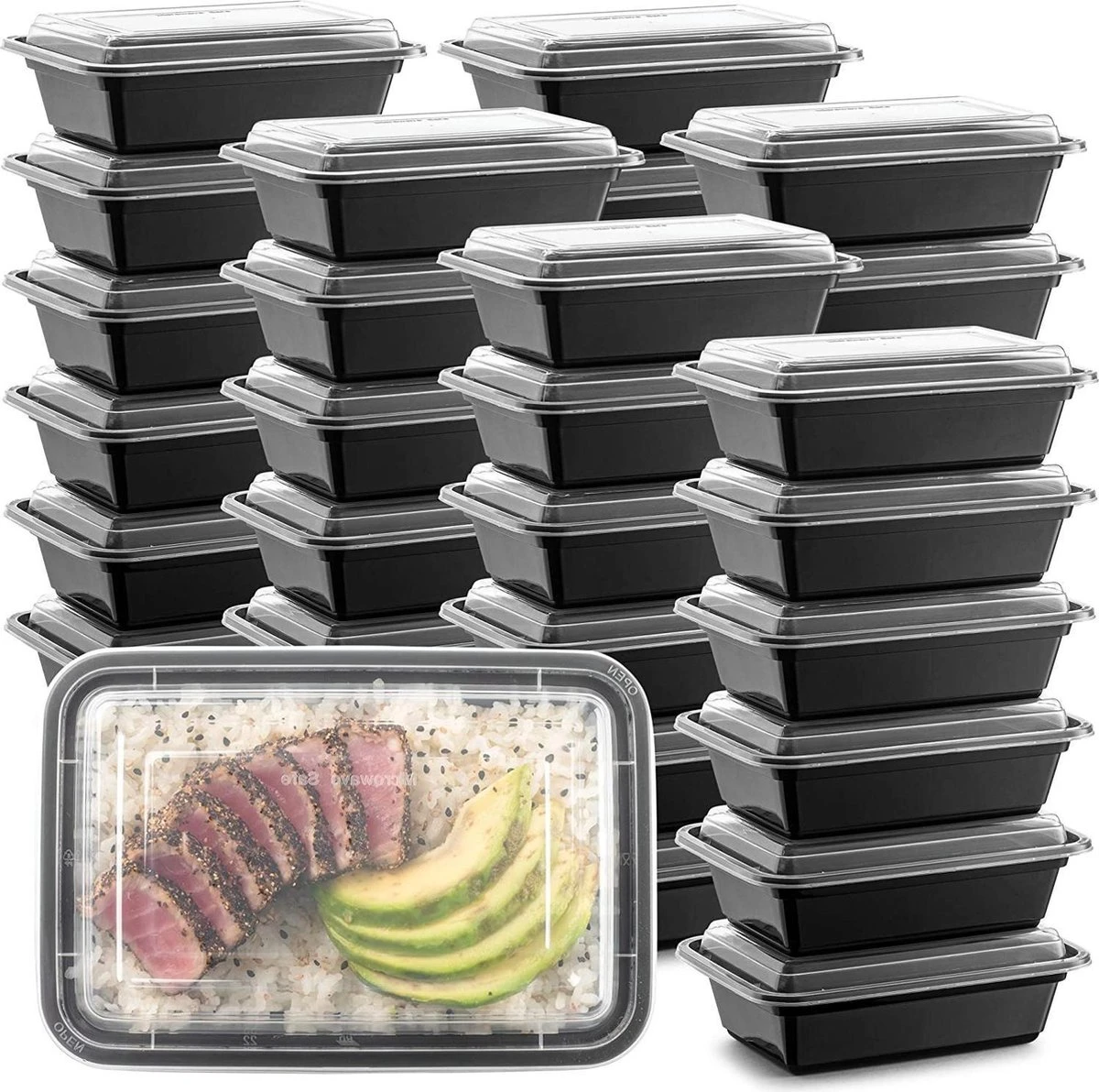 Buxibo - 50 Meal Prep Bakjes - Salade/Lunch Box - Diepvriesbakjes - Vershoudbakjes - Plastic Bakjes Met Deksel - Vershouddoos - Magnetron Vaatwasser Bestendig - 24 Oz/0.7 Liter Inhoud - Herbruikbaar - Kunststof - BPA Vrij - Zwart 10 Buxibo - 50 Meal Prep Bakjes - Salade/Lunch Box - Diepvriesbakjes - Vershoudbakjes - Plastic Bakjes Met Deksel - Vershouddoos - Magnetron Vaatwasser Bestendig - 24 Oz/0.7 Liter Inhoud - Herbruikbaar - Kunststof - BPA Vrij - Zwart - Afbeelding 8