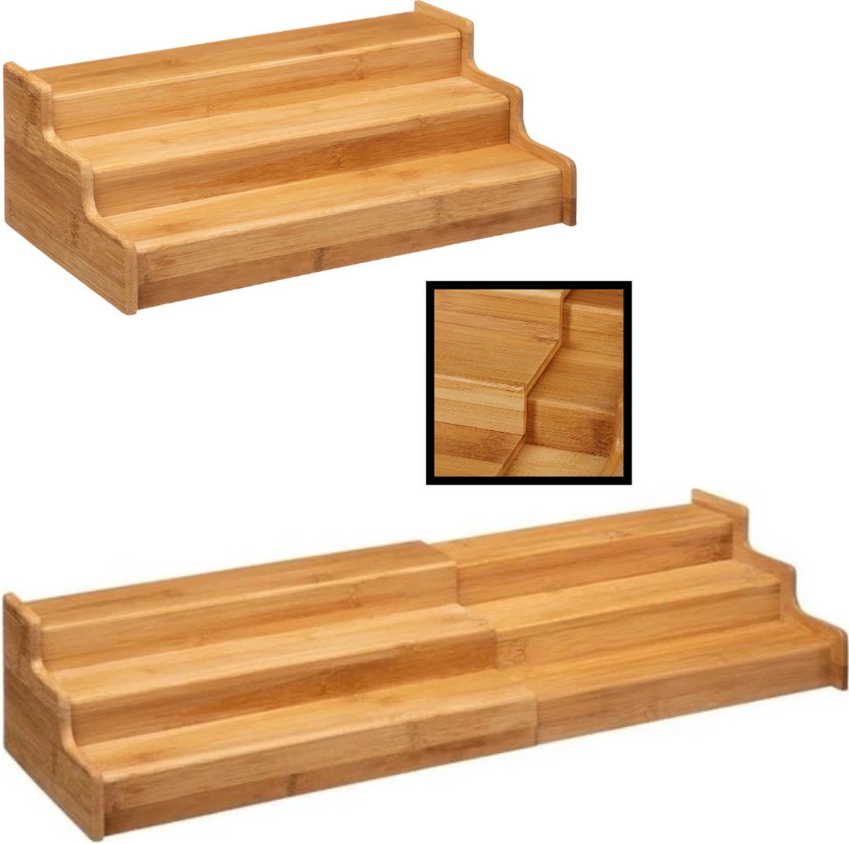 Merkloos Decopatent® Kruidenrekje Uitschuifbaar - Staand 3 Laags Kruidenrek Voor 36 Kruidenpotjes - Specerijen Rek - Bamboe Hout 3 Merkloos Decopatent® Kruidenrekje Uitschuifbaar - Staand 3 Laags Kruidenrek Voor 36 Kruidenpotjes - Specerijen Rek - Bamboe Hout