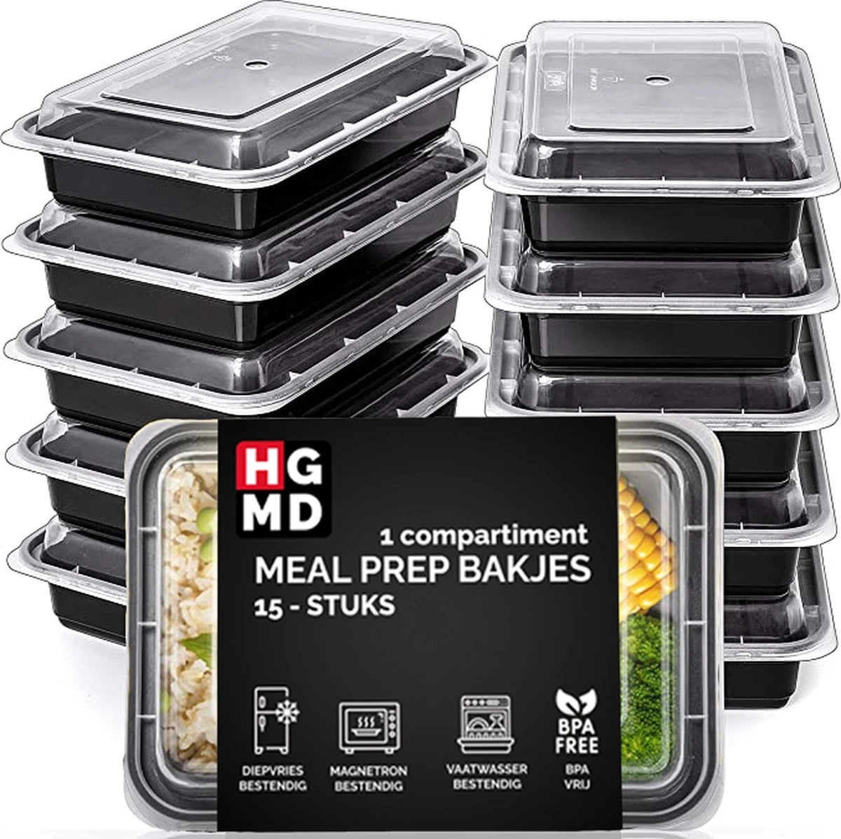 HGMD® Meal Prep Bakjes - 15 Stuks - 1 Compartiment - Lunchbox - Diepvriesbakjes - Vershoudbakjes - Plastic Bakjes Met Deksel - Magnetron Bakjes Met Deksel - Meal Prep - Vershouddoos - 1L - BPA Vrij 3 HGMD® Meal Prep Bakjes - 15 Stuks - 1 Compartiment - Lunchbox - Diepvriesbakjes - Vershoudbakjes - Plastic Bakjes Met Deksel - Magnetron Bakjes Met Deksel - Meal Prep - Vershouddoos - 1L - BPA Vrij