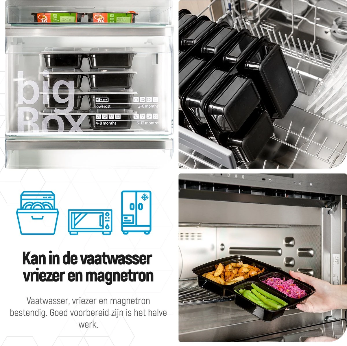 Meal Prep Bakjes - 20 Stuks - 3 Compartimenten - Lunchbox - Diepvriesbakjes - Vershoudbakjes - Plastic Bakjes Met Deksel - Magnetron Bakjes Met Deksel - Meal Prep - Vershouddoos - 1L - BPA Vrij - Fitcrafters 8 Meal Prep Bakjes - 20 Stuks - 3 Compartimenten - Lunchbox - Diepvriesbakjes - Vershoudbakjes - Plastic Bakjes Met Deksel - Magnetron Bakjes Met Deksel - Meal Prep - Vershouddoos - 1L - BPA Vrij - Fitcrafters - Afbeelding 6