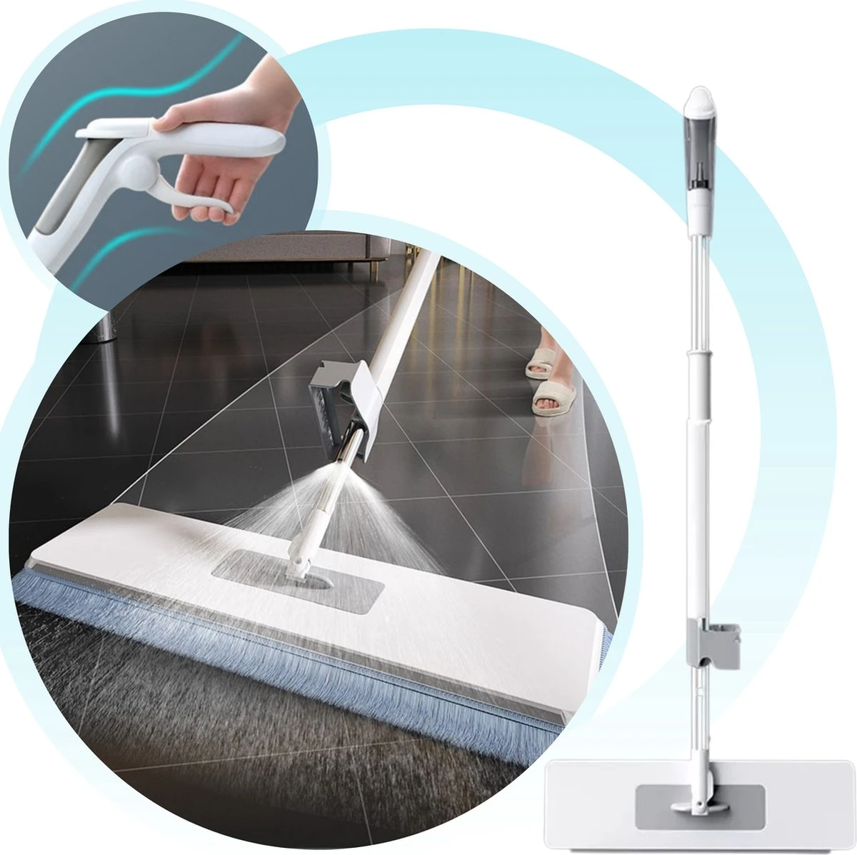 Powarkleen - Vloerwisser Met Spray - Incl. 2 Microvezel Doeken 3 Powarkleen - Vloerwisser Met Spray - Incl. 2 Microvezel Doeken