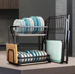 Doogo® Afdruiprek Met Lekbak 2 Laags – Inklapbaar - Muur Hangen Mogelijke - Afwasrek – Met 2 Lekbakken – Extra Accessories Voor Servies En Snijplanken - RVS -Winkel Voor Dagelijkse Benodigdheden 1200x1197 28