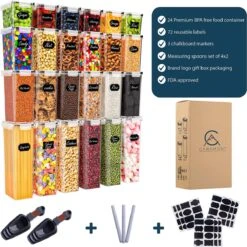 Empyrea Set Van 24 Luchtdichte Vershouddozen, Voorraad Bussen Opslag En Organisatie, Keuken En Voedselcontainer, Voorraadpotten Van Kunststof, BPA-vrij, 72 Etiketten, 3 Markers En 8 Lepels Meegeleverd | Keuken Organizer Voorraadcontainers 12 Empyrea Set Van 24 Luchtdichte Vershouddozen, Voorraad Bussen Opslag En Organisatie, Keuken En Voedselcontainer, Voorraadpotten Van Kunststof, BPA-vrij, 72 Etiketten, 3 Markers En 8 Lepels Meegeleverd | Keuken Organizer Voorraadcontainers -Winkel Voor Dagelijkse Benodigdheden 1200x1198 15