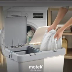 Motek® - Wasmand - 2 Vakken Met Deksel - Met Touch Deksel - Gemaakt Van 100% Gerecycled Kunststof - 80 L - Wasmand Met Deksel - Wassorteerder - Grijs - Wit 17 Motek® - Wasmand - 2 Vakken Met Deksel - Met Touch Deksel - Gemaakt Van 100% Gerecycled Kunststof - 80 L - Wasmand Met Deksel - Wassorteerder - Grijs - Wit -Winkel Voor Dagelijkse Benodigdheden 1200x1198 68