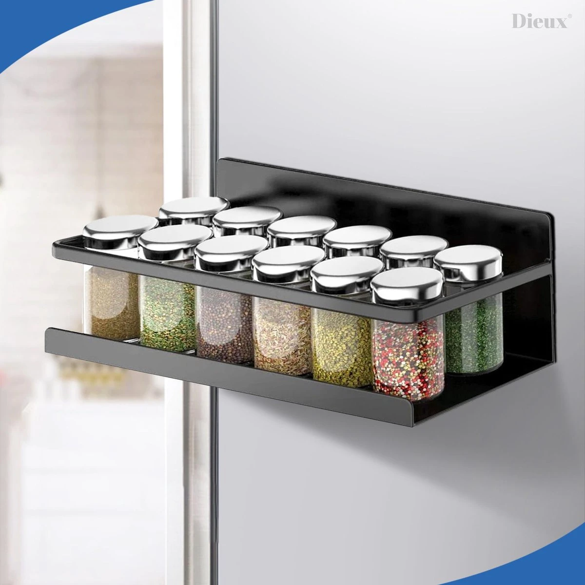 Dieux® - Magnetisch Kruidenrek - Ophangbaar Opbergrek - Keukenrek - Complete Set - Aanrecht Organiser - Badkamerrek - Wandrek - Staal - Zwart - Pasen 6 Dieux® - Magnetisch Kruidenrek - Ophangbaar Opbergrek - Keukenrek - Complete Set - Aanrecht Organiser - Badkamerrek - Wandrek - Staal - Zwart - Pasen - Afbeelding 4