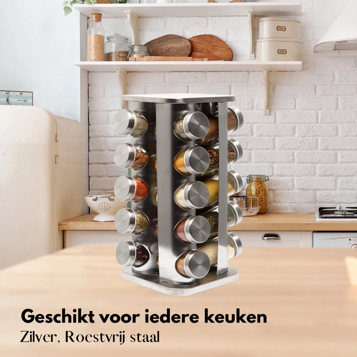 Pazzo Goods - Kruidenrek Staand - Kruidenrek Met Potjes - Zilver - RVS - Kruidenrek Draaibaar - 20 Kruidenpotjes - Inclusief Stickers & Stift - Kruiden Carrousel 11 Pazzo Goods - Kruidenrek Staand - Kruidenrek Met Potjes - Zilver - RVS - Kruidenrek Draaibaar - 20 Kruidenpotjes - Inclusief Stickers & Stift - Kruiden Carrousel - Afbeelding 9