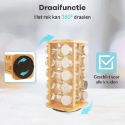 LuZana® Draaibaar Kruidenrek Staand Met Potjes - Bamboe- 20 Kruidenpotjes Met Strooideksel – Incl. Labels, Krijtstift En Trechter -Winkel Voor Dagelijkse Benodigdheden 1200x1200 1200