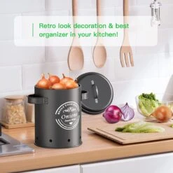 Professionele Bewaardozen - Set Van 3 - Voor Aardappels, Uien En Knoflook - Retro Design - Voorraadcontainer Van Metaal - Keukenopslag - Groentes Bewaren Voor Lange Tijd - Perfect Cadeau Voor In De Keuken -Winkel Voor Dagelijkse Benodigdheden 1200x1200 1348