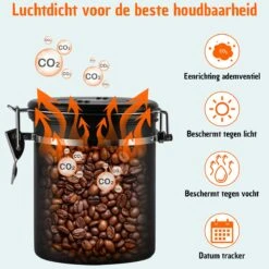 Koffie Bewaarbus Luchtdicht Met CO2 Uitlaat - Koffieblik Bewaarblik Voor 500 Gr Koffiebonen - Zwart - 1.2L -Winkel Voor Dagelijkse Benodigdheden 1200x1200 1359
