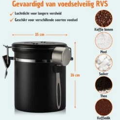 Koffie Bewaarbus Luchtdicht Met CO2 Uitlaat - Koffieblik Bewaarblik Voor 500 Gr Koffiebonen - Zwart - 1.2L -Winkel Voor Dagelijkse Benodigdheden 1200x1200 1360