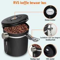 Koffie Bewaarbus Luchtdicht Met CO2 Uitlaat - Koffieblik Bewaarblik Voor 500 Gr Koffiebonen - Zwart - 1.2L -Winkel Voor Dagelijkse Benodigdheden 1200x1200 1364