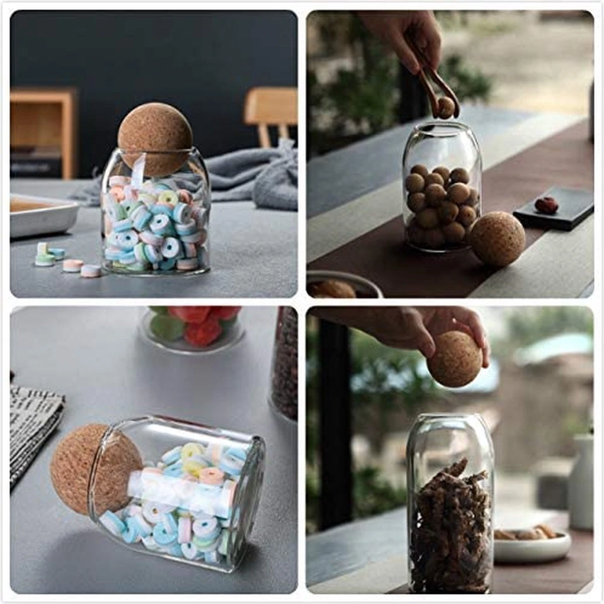 Igoods Helderglazen - Voorraadpot Met Kurkbal - Thee- En Koffiebus Met Bolvormig Houten Deksel - Voedselblikken - Keukenopslag - Opslagpotten 10 Igoods Helderglazen - Voorraadpot Met Kurkbal - Thee- En Koffiebus Met Bolvormig Houten Deksel - Voedselblikken - Keukenopslag - Opslagpotten - Afbeelding 8