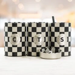 Industrial Living Voorraadblikken – Voorraadbussen Koffie Thee Suiker – Bewaarblik – Checkerboard – Voorraadpot Geblokt Voor Koek – Metaal - Set Van 3 – Zwart - Wit 7 Industrial Living Voorraadblikken – Voorraadbussen Koffie Thee Suiker – Bewaarblik – Checkerboard – Voorraadpot Geblokt Voor Koek – Metaal - Set Van 3 – Zwart - Wit -Winkel Voor Dagelijkse Benodigdheden 1200x1200 1392