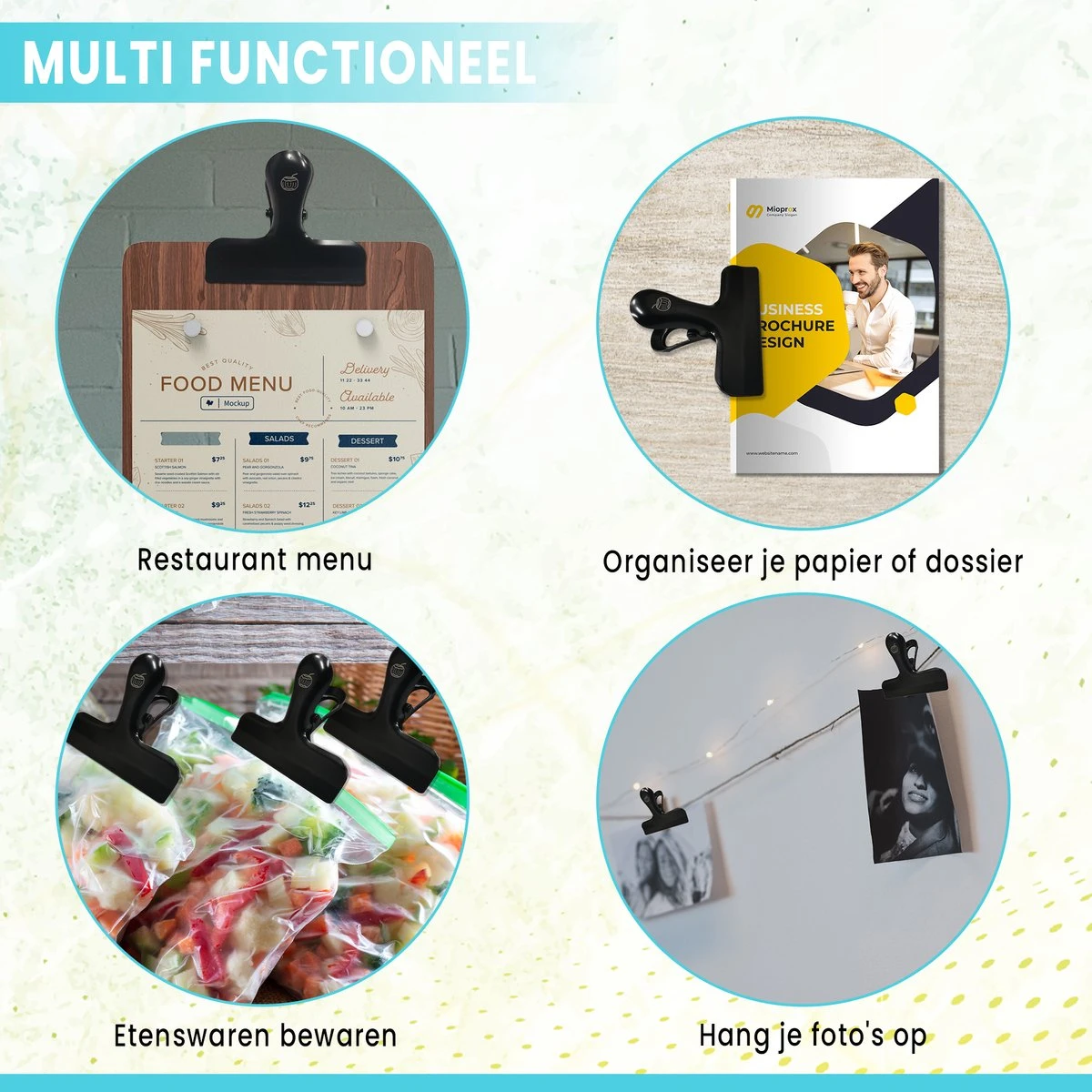 Bangosa® Vershoudclips - Afsluitclips - Vershoud Knijpers -Zaksluiter - Vershoudklemmen - RVS - 10 Stuks 6 Bangosa® Vershoudclips - Afsluitclips - Vershoud Knijpers -Zaksluiter - Vershoudklemmen - RVS - 10 Stuks - Afbeelding 5