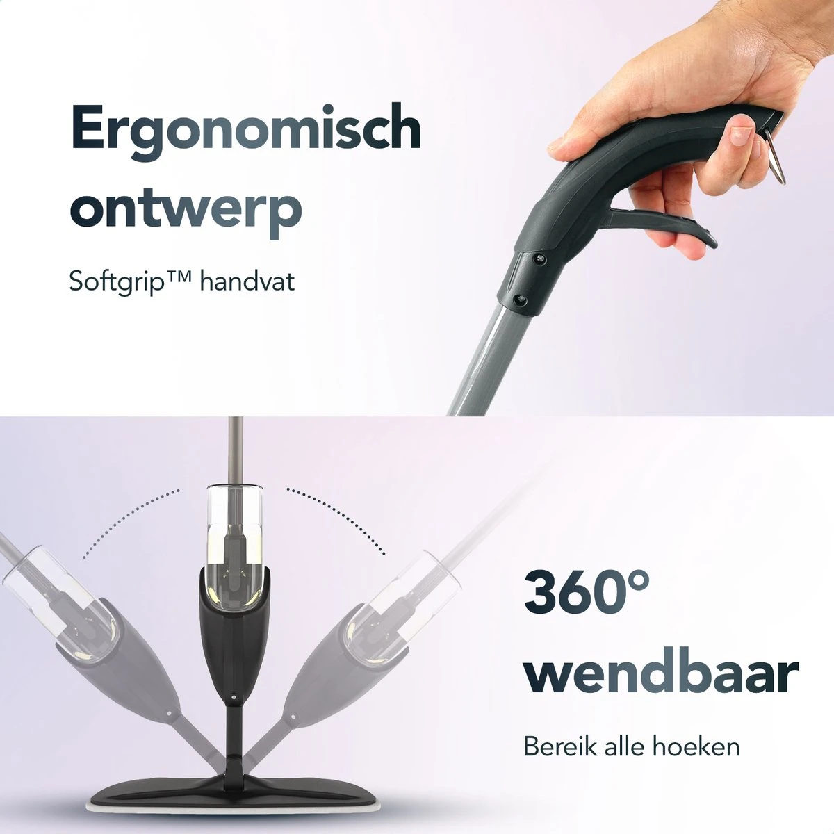 Zwarte Vloerwisser Met Spray Functie - Dweil - Spray Mop - Vloermop 130cm Steel - Schoonmaak Dweilsysteem - 42cm Wisbreedte Dweil - Vloertrekker Met Steel - Vloerreiniger - Dweilstok 5 Zwarte Vloerwisser Met Spray Functie - Dweil - Spray Mop - Vloermop 130cm Steel - Schoonmaak Dweilsysteem - 42cm Wisbreedte Dweil - Vloertrekker Met Steel - Vloerreiniger - Dweilstok - Afbeelding 3