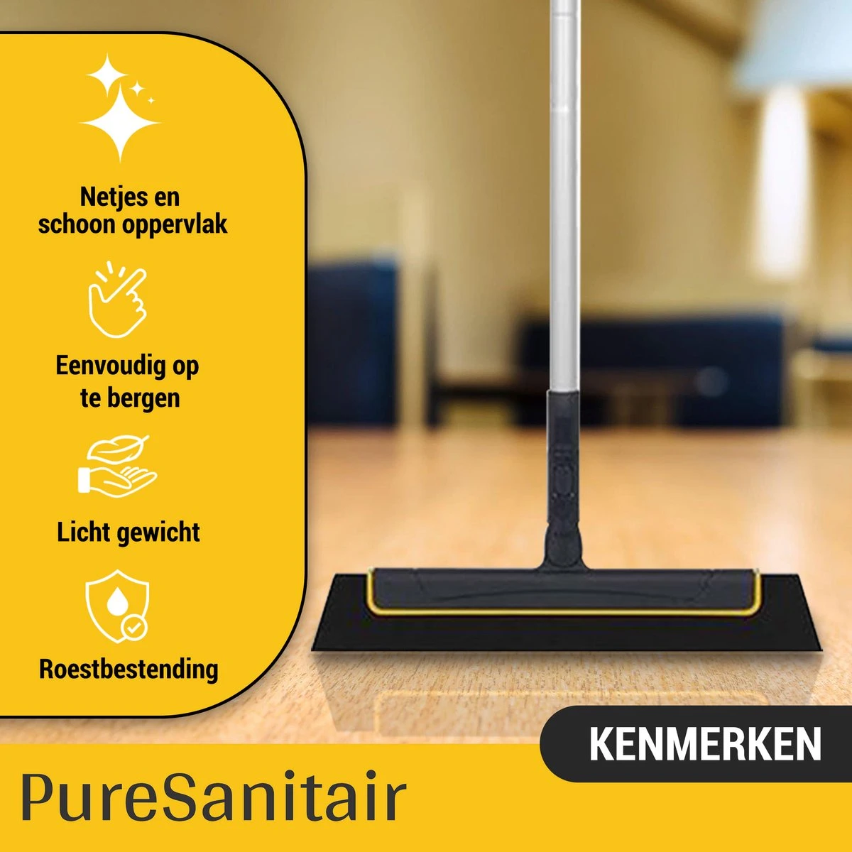 PureSanitair Vloertrekker – Vloerwisser - Raamwisser – Vloertrekker Met Steel – Raamtrekker – Ramenwisser 3 PureSanitair Vloertrekker – Vloerwisser - Raamwisser – Vloertrekker Met Steel – Raamtrekker – Ramenwisser