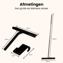 NovaQ® Vloerwisser Met Steel - Vloertrekker Met Steel - Douchewisser Zwart - Raamwisser Douche - Badkamer Trekker - Vloerwisser Zwart 2 In 1 Set Inclusief Ophanghaken -Winkel Voor Dagelijkse Benodigdheden 1200x1200 1813