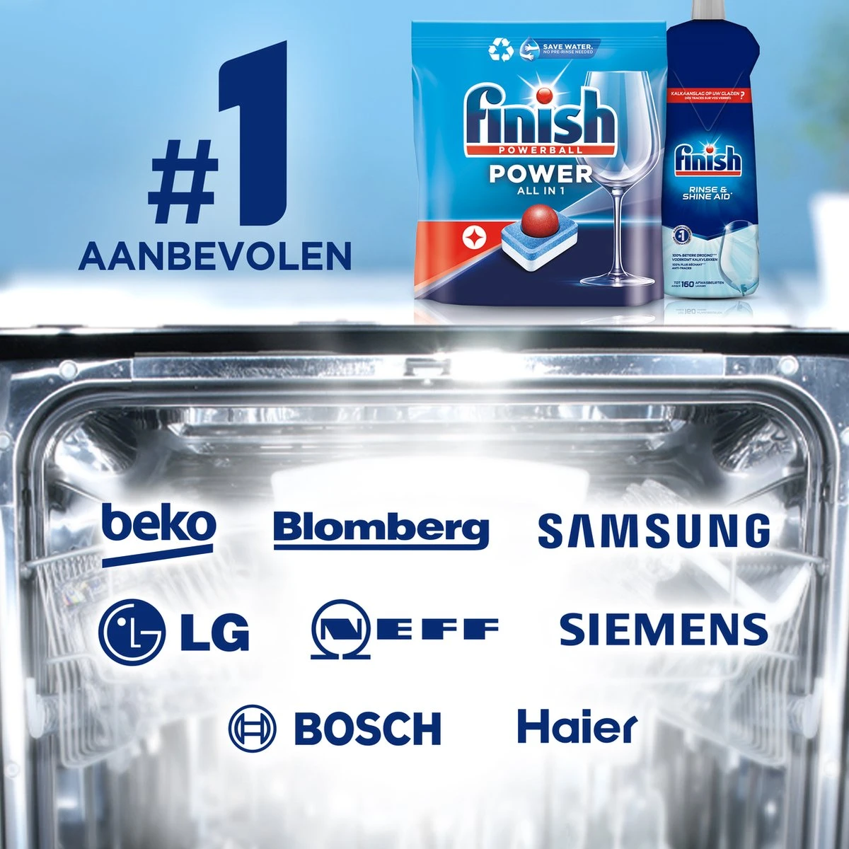 Finish Power All In One Regular Vaatwastabletten - 160 Stuks 8 Finish Power All In One Regular Vaatwastabletten - 160 Stuks - Afbeelding 6