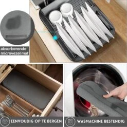 Afdruiprek Met Lekbak - Inclusief Afdruipmat - Opvouwbaar - Afwasrek Met Uitneembare Bestekhouder - Voor Bestek, Borden, Pannen En Schalen -Winkel Voor Dagelijkse Benodigdheden 1200x1200 2286