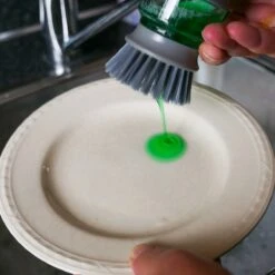 In Round Afwasborstel Met Zeepdispenser / Zeepreservoir – Inclusief Houder – Grijs – Afwas Borstel – Zeep Handborstel – Doseerpomp – Afwasmiddel Dispenser – Navulbaar -Winkel Voor Dagelijkse Benodigdheden 1200x1200 2345