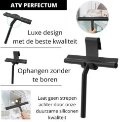 ATV PERFECTUM Douchewisser Zwart Met Ophangsysteem - Raamwisser- Trekker Douche - Silicone - 21cm X 16cm - Badkamer Accessoires - Douchewisser -Winkel Voor Dagelijkse Benodigdheden 1200x1200 2372
