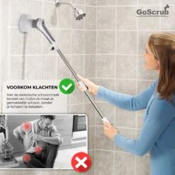 GoScrub® Elektrische Schoonmaakborstel – Elektrische Schrobber - Schrobborstel – Voor Badkamer Of Keuken – Schrobber Met Steel – Luiwagen – Polijstmachine - Poetsmachine Met 10 Opzetstukken -Winkel Voor Dagelijkse Benodigdheden 1200x1200 2480