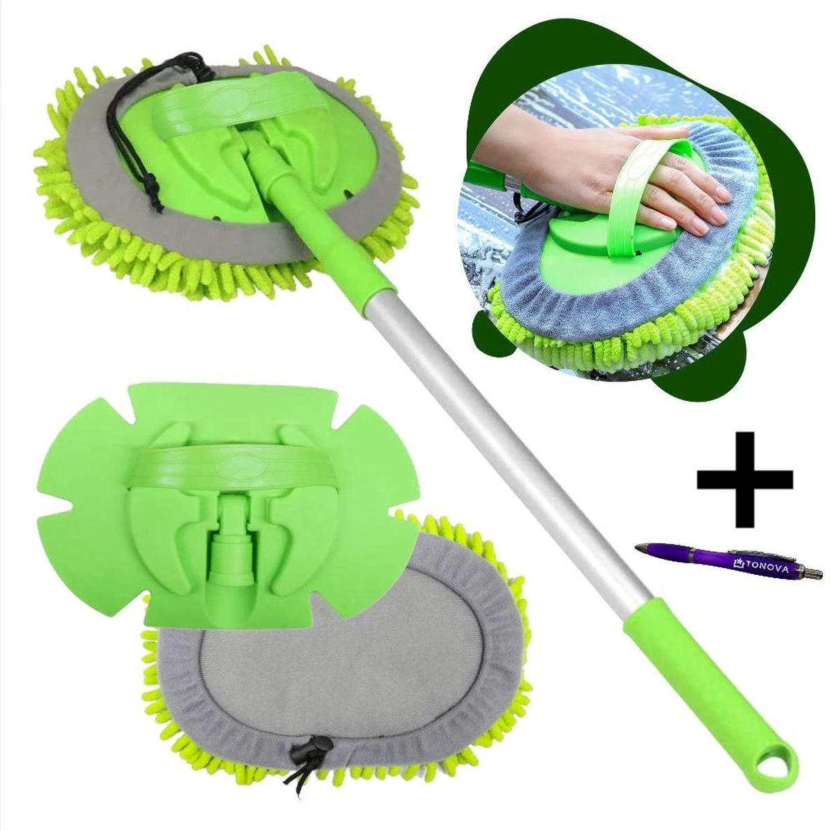 Merkloos Professionele Telescopische Wasborstel + Tonova Pen - Auto Schoonmaakborstel - Anti Slip - Auto, Caravan & Camper - Uitschuifbaar - Groen 3 Merkloos Professionele Telescopische Wasborstel + Tonova Pen - Auto Schoonmaakborstel - Anti Slip - Auto, Caravan & Camper - Uitschuifbaar - Groen