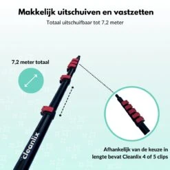 Cleanlix Telescoopsteel Met Borstel - Met Waterdoorvoer - Telescopische Wasborstel - Ramenwassen - Uitschuifbaar Tot 7,2 Meter -Winkel Voor Dagelijkse Benodigdheden 1200x1200 2804
