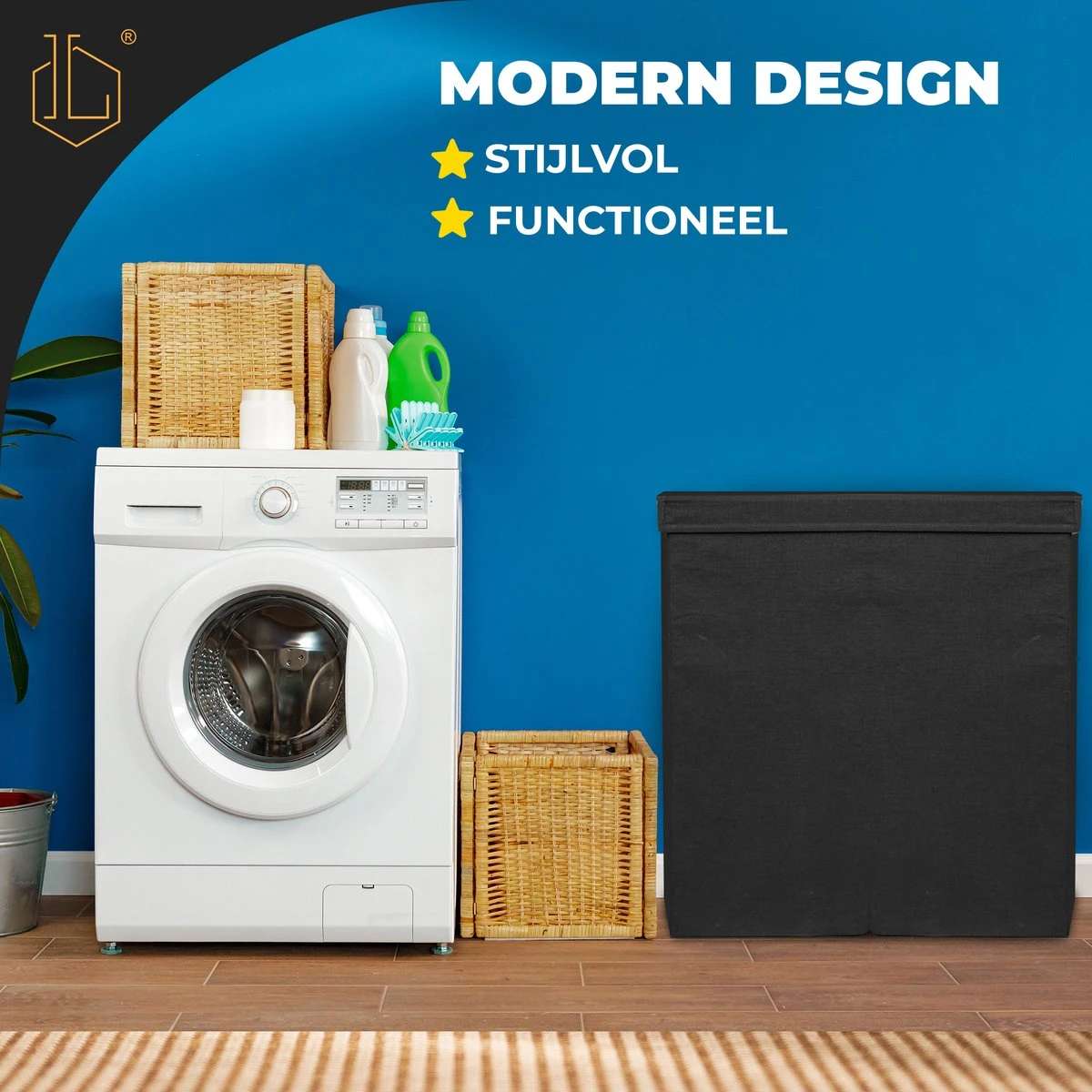 LIVILO - Wasmand 3 Vakken Wassorteerder Met Deksel – Opvouwbaar 3 Vakken– 120 Liter – Met 3 Uitneembare Waszakken – Stoffen Wasmand – Zwart 5 LIVILO - Wasmand 3 Vakken Wassorteerder Met Deksel – Opvouwbaar 3 Vakken– 120 Liter – Met 3 Uitneembare Waszakken – Stoffen Wasmand – Zwart - Afbeelding 3