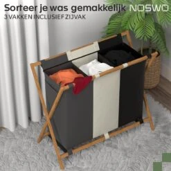 Noswo Wasmand Met 3 Vakken - Wassorteerder - Opvouwbaar - Wasbox - 143L - Bamboe -Winkel Voor Dagelijkse Benodigdheden 1200x1200 2874