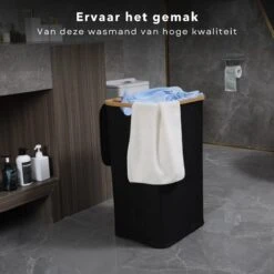 Cheqo® Luxe Wasmand Met Deksel - Opbergmand - Linnenmand - Wasbox - Wassorteerder - Laundry Basket - Zwart - Polyester En Katoen - 40x40x52cm 11 Cheqo® Luxe Wasmand Met Deksel - Opbergmand - Linnenmand - Wasbox - Wassorteerder - Laundry Basket - Zwart - Polyester En Katoen - 40x40x52cm -Winkel Voor Dagelijkse Benodigdheden 1200x1200 2881