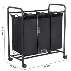 Songmics Wassorteerder – Wasmand – Wasbox – Waswagen – Was Sorteren - Wascollector – Zwart -Winkel Voor Dagelijkse Benodigdheden 1200x1200 2884