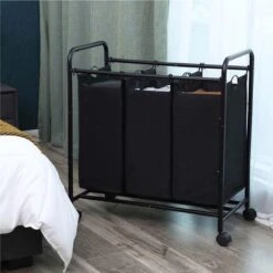 Songmics Wassorteerder – Wasmand – Wasbox – Waswagen – Was Sorteren - Wascollector – Zwart -Winkel Voor Dagelijkse Benodigdheden 1200x1200 2889