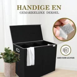 MIRI Wasmand – 3 Vakken Met Deksel – Wassorteerder – Zwart – 120 Liter – Wasbox – Opvouwbaar – Organizer Kleding – Laundry Basket 13 MIRI Wasmand – 3 Vakken Met Deksel – Wassorteerder – Zwart – 120 Liter – Wasbox – Opvouwbaar – Organizer Kleding – Laundry Basket -Winkel Voor Dagelijkse Benodigdheden 1200x1200 2930