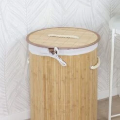 Orange85 Wasmand - Met Deksel - Rond Bamboe - 48 Liter - Bruin - 35x50 Cm - Wasmanden -Winkel Voor Dagelijkse Benodigdheden 1200x1200 2949