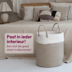 Gadgy Wasmand Katoen - Opbergmand 52 Ltr - Mand Rond Met Handvaten - Wasbox Opvouwbaar - Speelgoedmand -Winkel Voor Dagelijkse Benodigdheden 1200x1200 2996