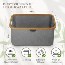 MIRI Opvouwbare Wasmand – Heupwasmand – Wasmanden – Opbergmand – Wasbox – 45L – Bamboe – Laundry Basket 17 MIRI Opvouwbare Wasmand – Heupwasmand – Wasmanden – Opbergmand – Wasbox – 45L – Bamboe – Laundry Basket -Winkel Voor Dagelijkse Benodigdheden 1200x1200 3003