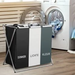 Wasmand 3 Vakken 90L - Opvouwbare Wassorteerder Met NL Opdruk - Aluminium Frame - -Winkel Voor Dagelijkse Benodigdheden 1200x1200 3016