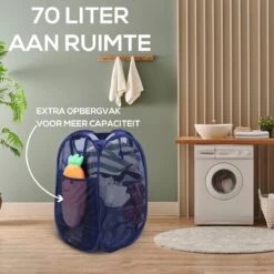Allsa Wasmand - Opvouwbare Wasmand - 70 L - Extra Opbergvak - Stevig - Blauw -Winkel Voor Dagelijkse Benodigdheden 1200x1200 3019