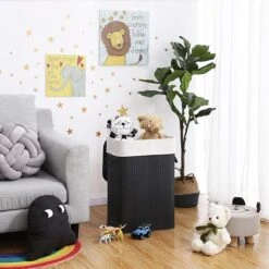 Merkloos Bamboe Wasmand Met Deksel, Katoenen Zak En Handvaten - 72L - Zwart 10 Merkloos Bamboe Wasmand Met Deksel, Katoenen Zak En Handvaten - 72L - Zwart -Winkel Voor Dagelijkse Benodigdheden 1200x1200 3037