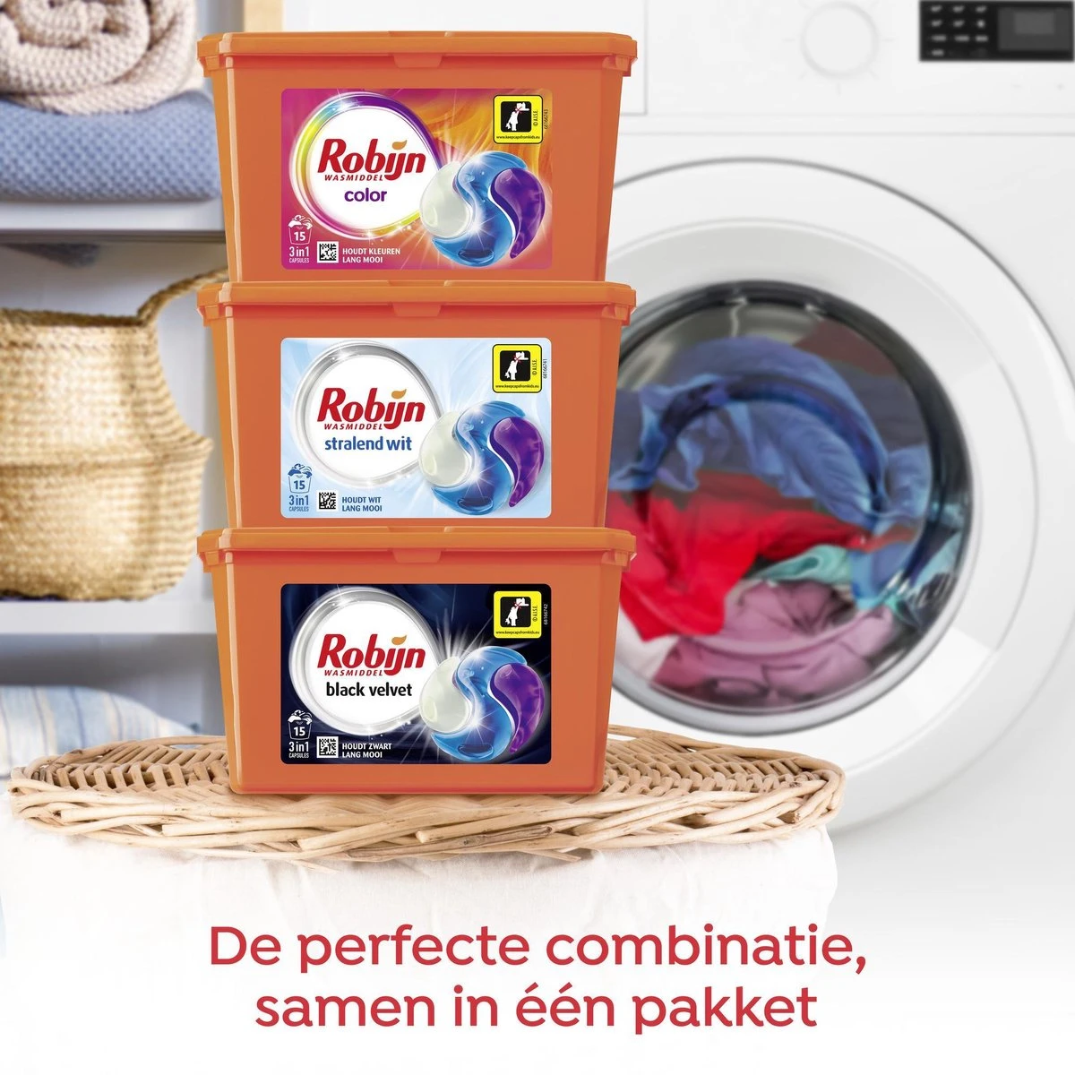 Robijn Color Black Velvet En Stralend Wit 3-in-1 Wascapsules Pakket - 3 X 15 Wasbeurten - Voordeelverpakking 9 Robijn Color Black Velvet En Stralend Wit 3-in-1 Wascapsules Pakket - 3 X 15 Wasbeurten - Voordeelverpakking - Afbeelding 7