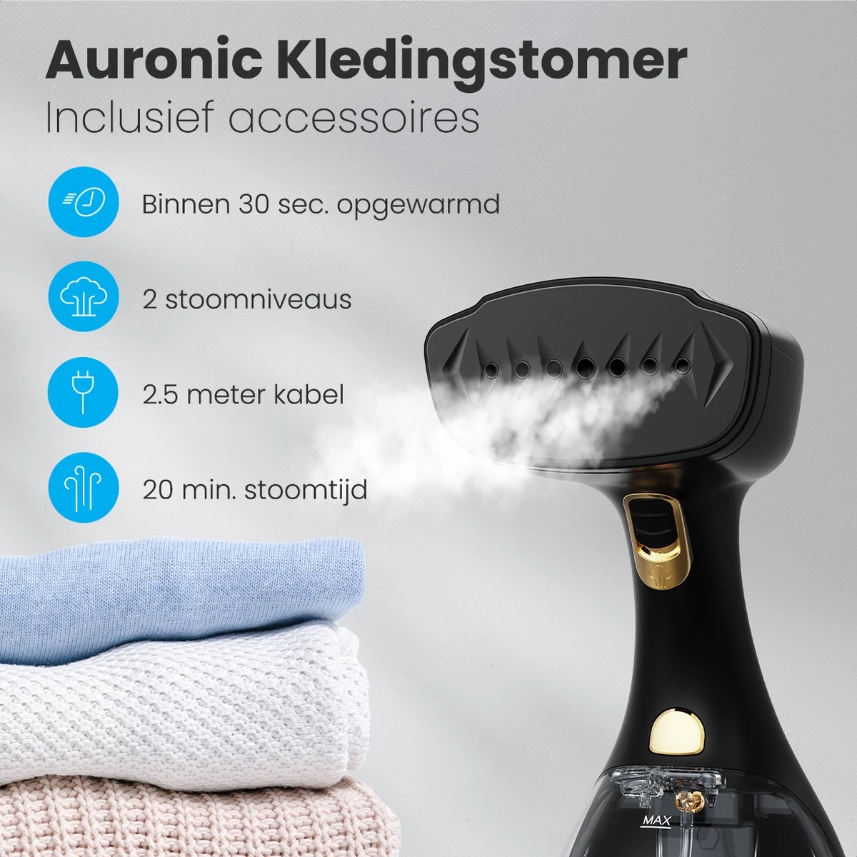 Auronic Kledingstomer - Handstomer Voor Kleding En Meubilair - 300ml - Zwart 4 Auronic Kledingstomer - Handstomer Voor Kleding En Meubilair - 300ml - Zwart - Afbeelding 2