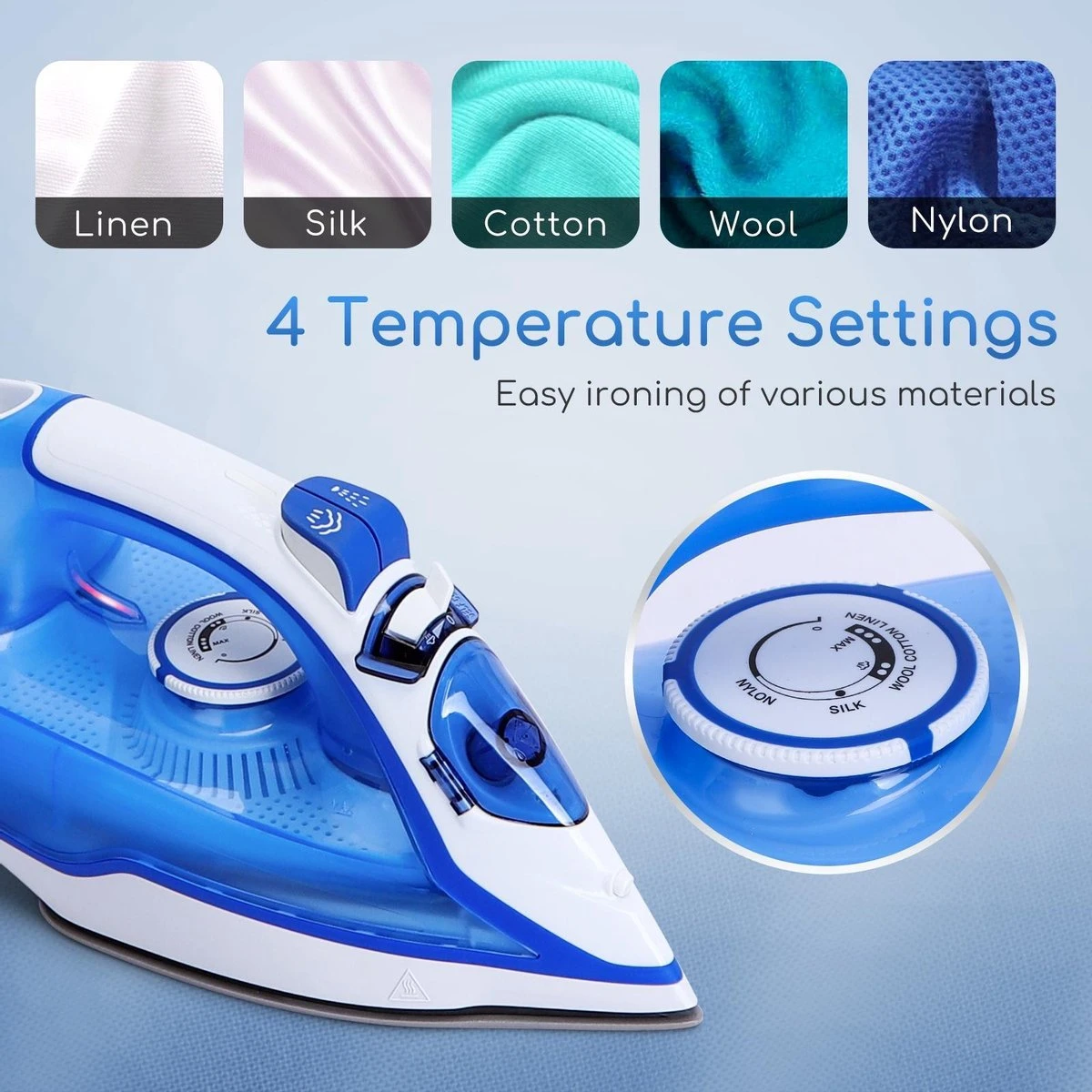 Aigostar Smooth 31RSN - Stoomstrijkijzer - 2400W - Blauw/Wit 5 Aigostar Smooth 31RSN - Stoomstrijkijzer - 2400W - Blauw/Wit - Afbeelding 3