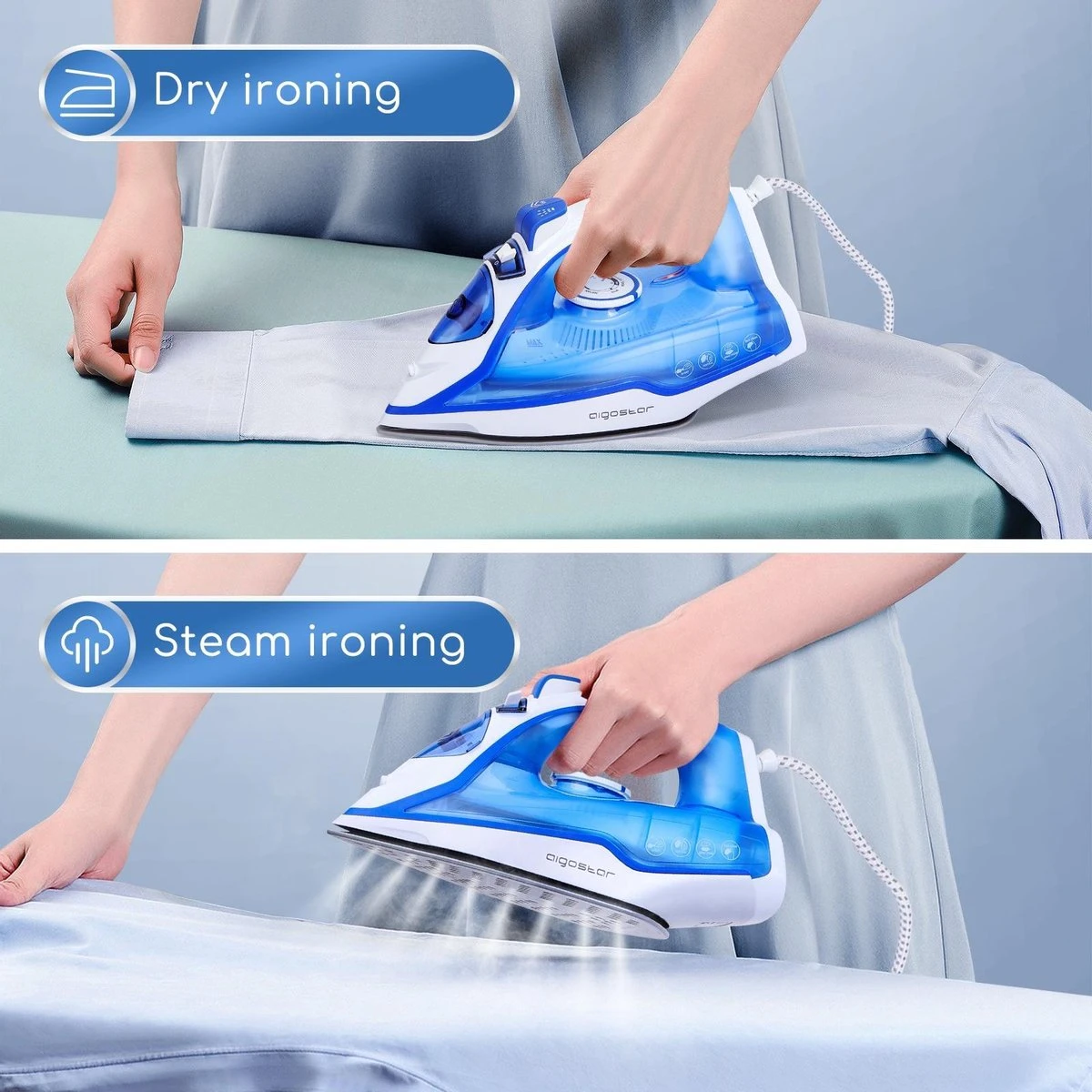 Aigostar Smooth 31RSN - Stoomstrijkijzer - 2400W - Blauw/Wit 6 Aigostar Smooth 31RSN - Stoomstrijkijzer - 2400W - Blauw/Wit - Afbeelding 4