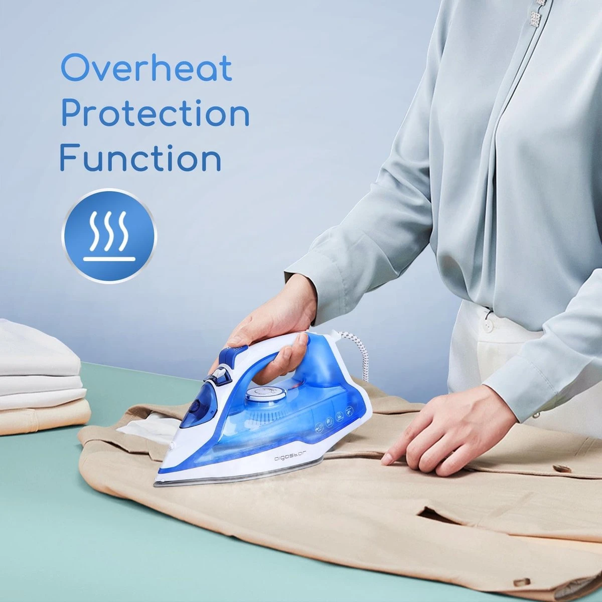 Aigostar Smooth 31RSN - Stoomstrijkijzer - 2400W - Blauw/Wit 8 Aigostar Smooth 31RSN - Stoomstrijkijzer - 2400W - Blauw/Wit - Afbeelding 6