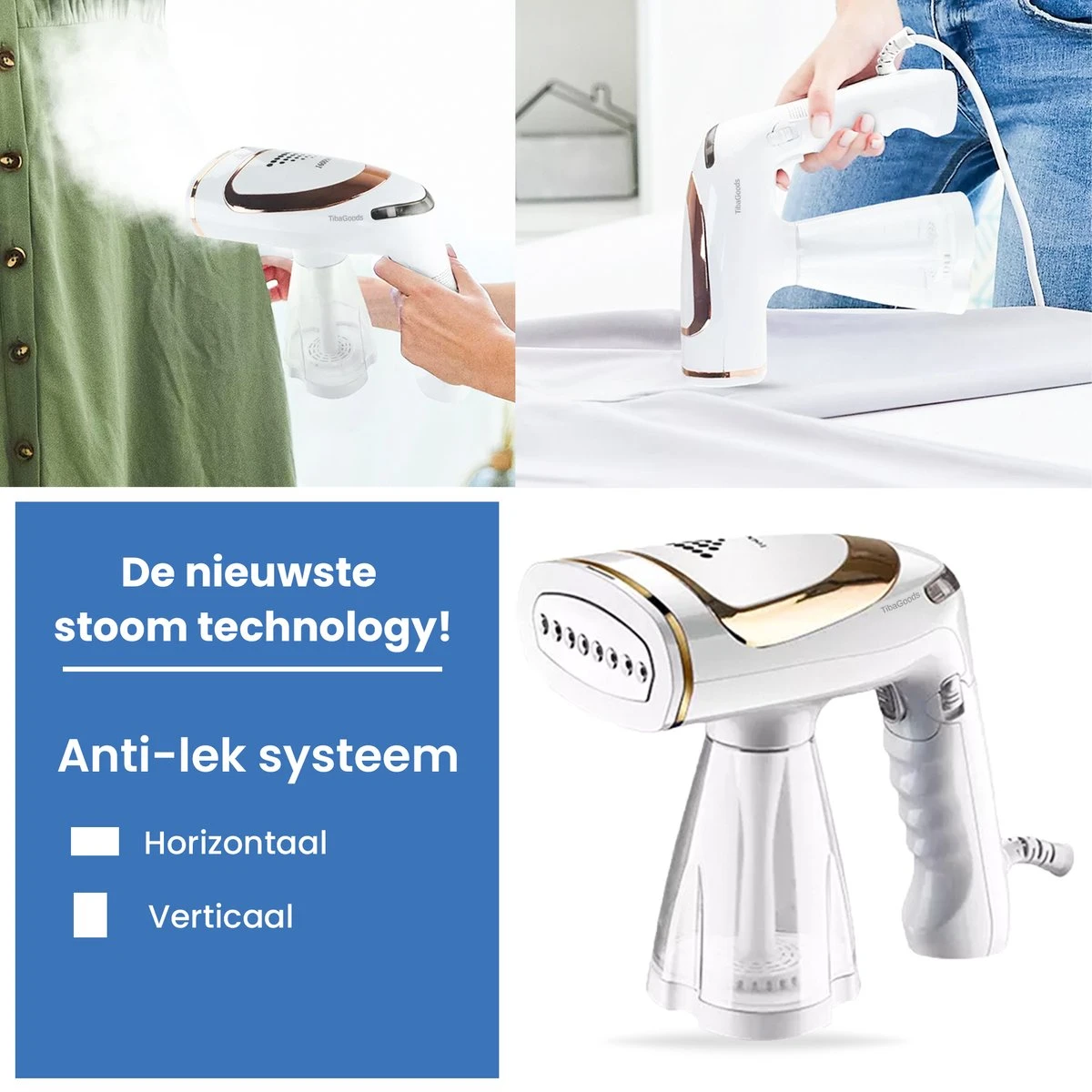 TibaGoods Luxe Kledingstomer - Handstomer - Ontkreuker - Stoomreiniger - Warmt Snel Op - Inclusief 2 Opzetborstels - 1600w - 250ml 5 TibaGoods Luxe Kledingstomer - Handstomer - Ontkreuker - Stoomreiniger - Warmt Snel Op - Inclusief 2 Opzetborstels - 1600w - 250ml - Afbeelding 3